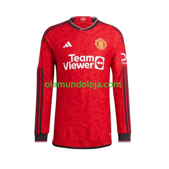 Camisola Manchester United Homem Equipamento Primeiro 2023-2024 Manga Comprida